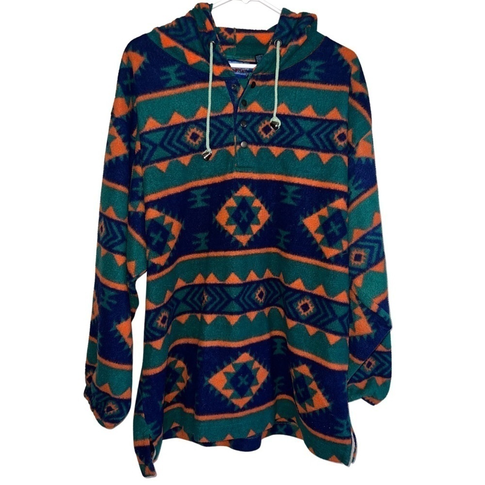 Laundromat Vintage 90’s Aztec Poly Fleece Hooded Pullover Size Large